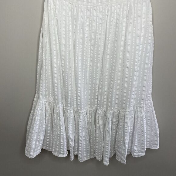 TORY BURCH Midi Dress Women 6 White Striped Seersucker 100% Cotton - Picture 13 of 16